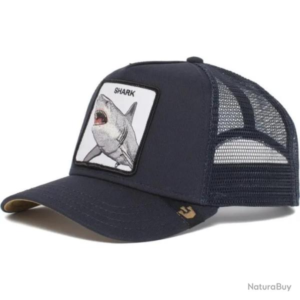 Casquette baseball arri�re ouvert avec patch animal - Requin bleu marine