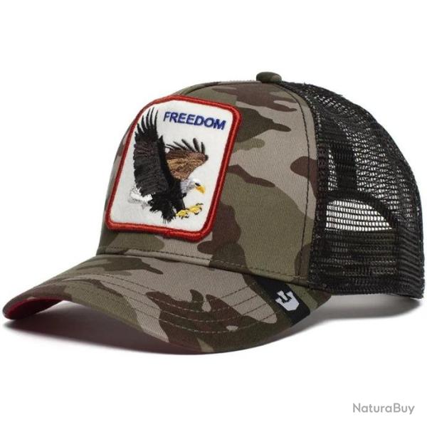 Casquette baseball arri�re ouvert avec patch animal - Aigle camouflage