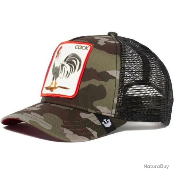 Casquette baseball arri�re ouvert avec patch animal - Coq camouflage