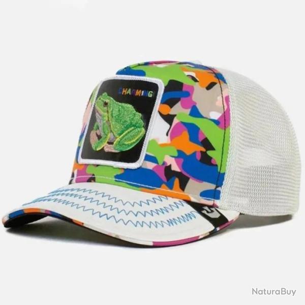 Casquette baseball arri�re ouvert avec patch animal - Grenouille camouflage