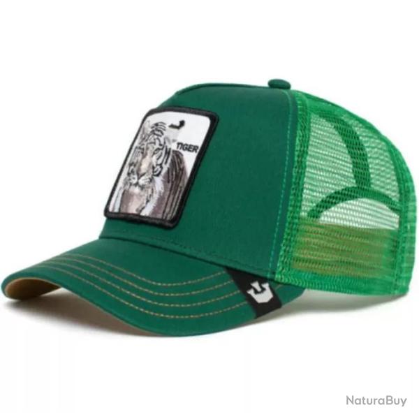 Casquette baseball arri�re ouvert avec patch animal - Tigre vert