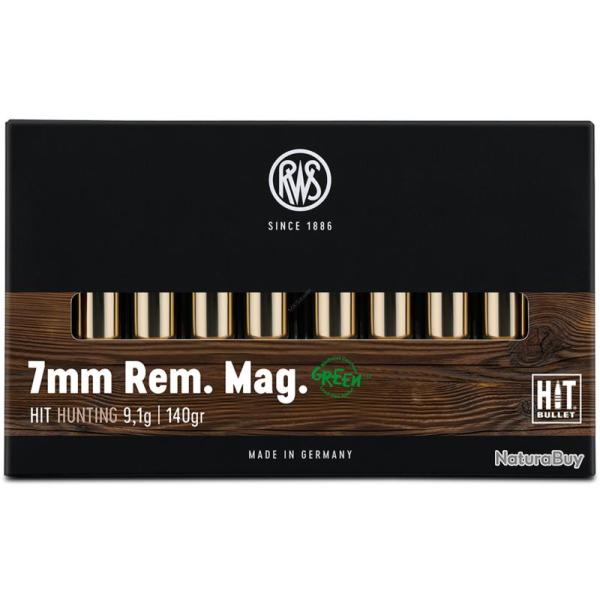 Munitions RWS calibre 7mm Rem Mag Hit Green 140gr - 9.1g x20