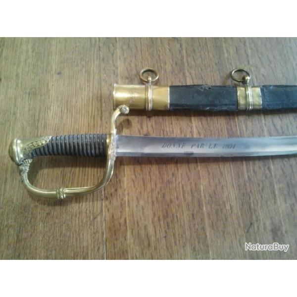 sabre de r�compense mod�le 1821 ,lame grav�e donn�  par le roi, manufacture royale  de  klingenthal