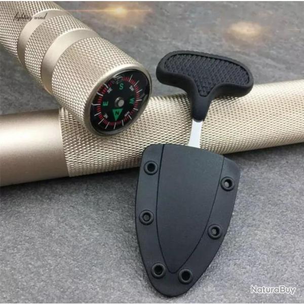 Push dagger lame crant�e en acier inoxydable avec �tui rigide