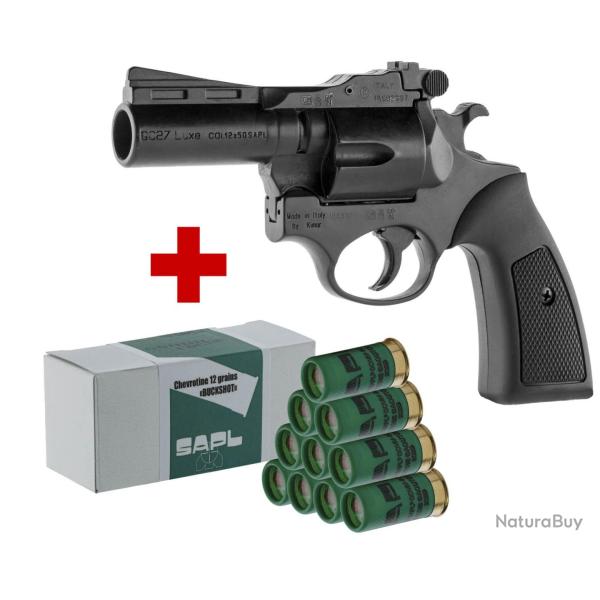 SAPL - Pack Pistolet Gomm-Cogne SAPL GC27 Luxe noir + 1 bo�te 12/50 chevrotine SAPL x10 cartouches P