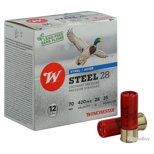 Cartouches de chasse Winchester12/70 28g Acier num�ro 5 Pressions Standard Winchester Steel 28g 12/7