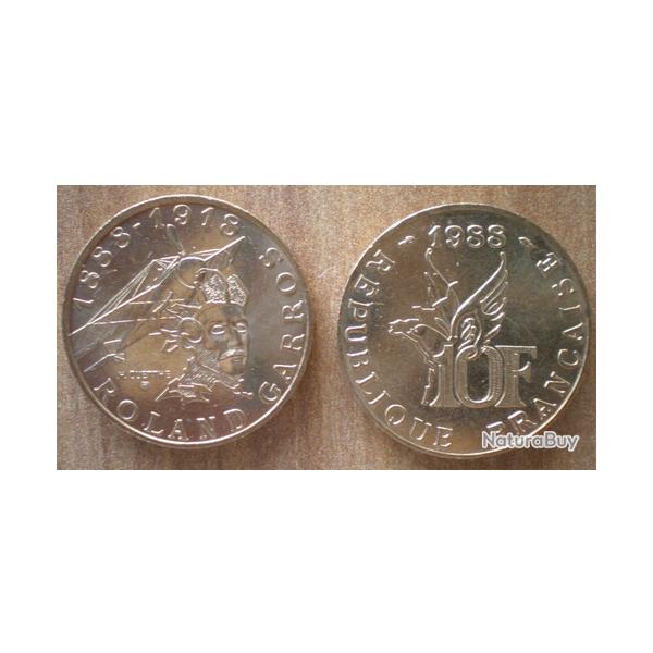 France 10 Francs 1988 Piece Neuve Commemo Roland Garros 1888 1918