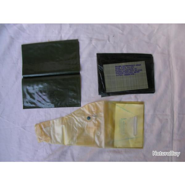 WW2 US LOT DE 3 HOUSSES PLASTIQUES MILITAIRES AM�RICAINES POUR ARMES PROTECTIONS CONTRE L'EAU DAT�ES