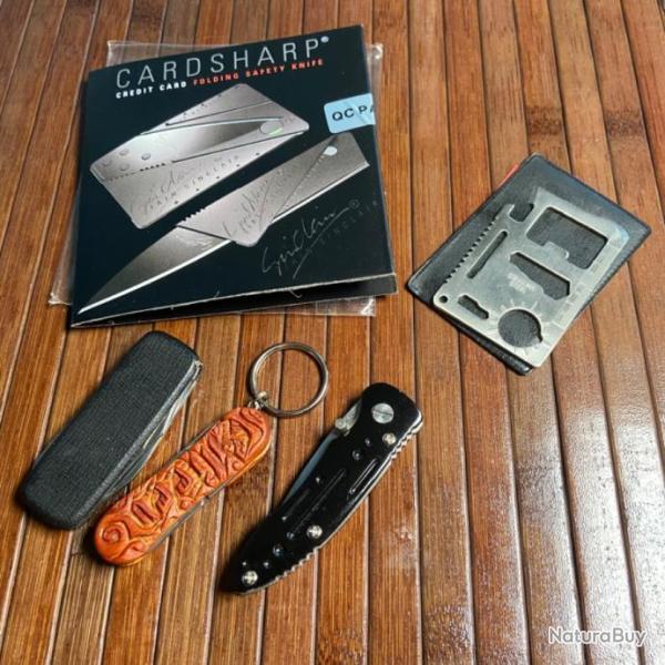 LOT DE 5 COUTEAUX DE POCHE - multifonctions ��