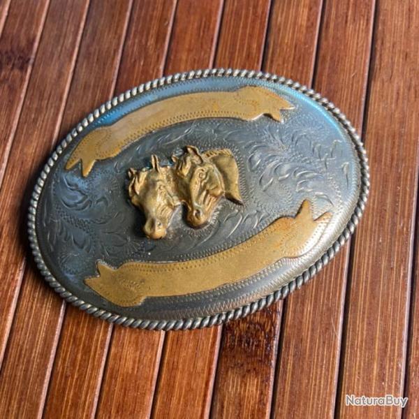 PLAQUE DE CEINTURE CEINTURON  GRAV� CHEVAUX WESTERN