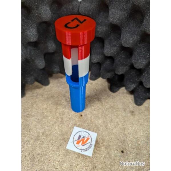 CZ 457  - Prot�ge culasse avec capuchon/couvercle FLAG FRANCE avec LOGO CZ ROUGE - impression 3D