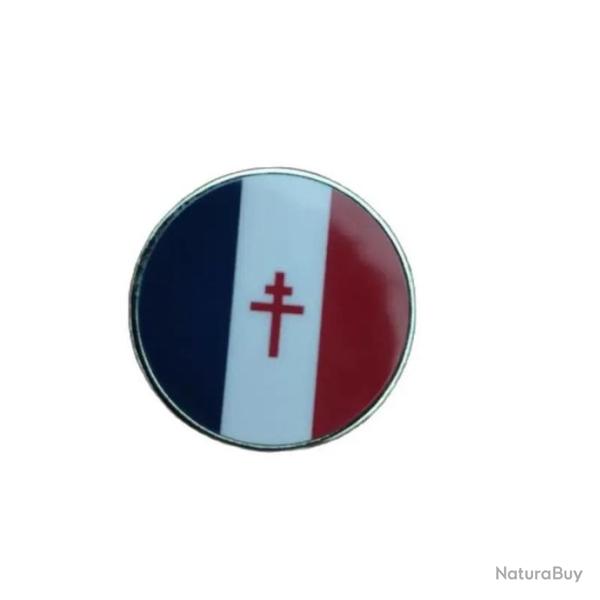 Pins badge croix de lorraine sur drapeau fran�ais r�sistance France libre De Gaulle