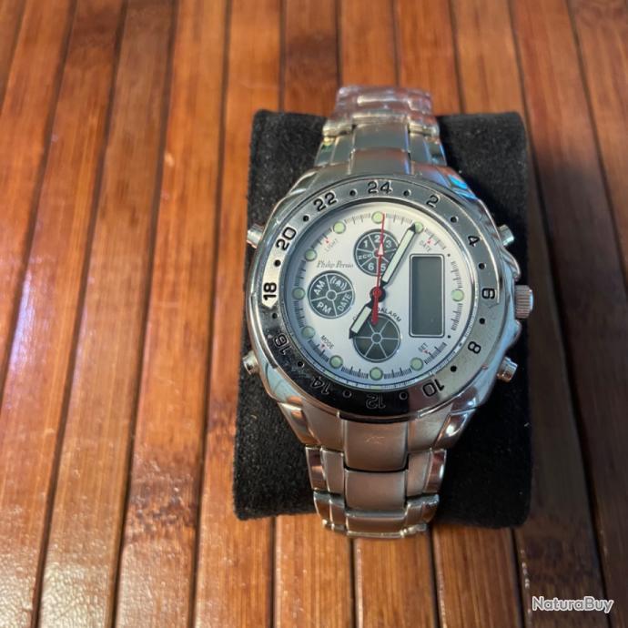 Montre Philip Persio Chrono-Alarme - Jamais Portée, Boîte D'origine, Piles Neuves