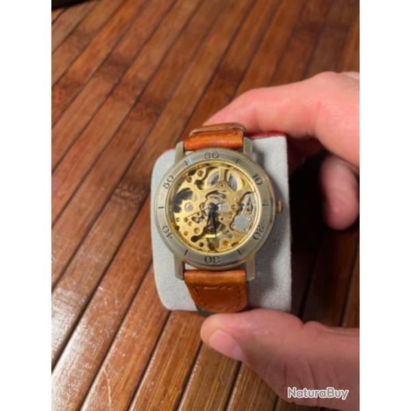 MONTRE VINTAGE SQUELETTE MECANIQUE REN� VALENTIN M�CANISME ENTI�REMENT VISIBLE