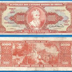 Bresil 1000 Cruzeiros 1963 Estampa 2A Signature 12 N&deg;140 Billet Brasil Brazil Amerique