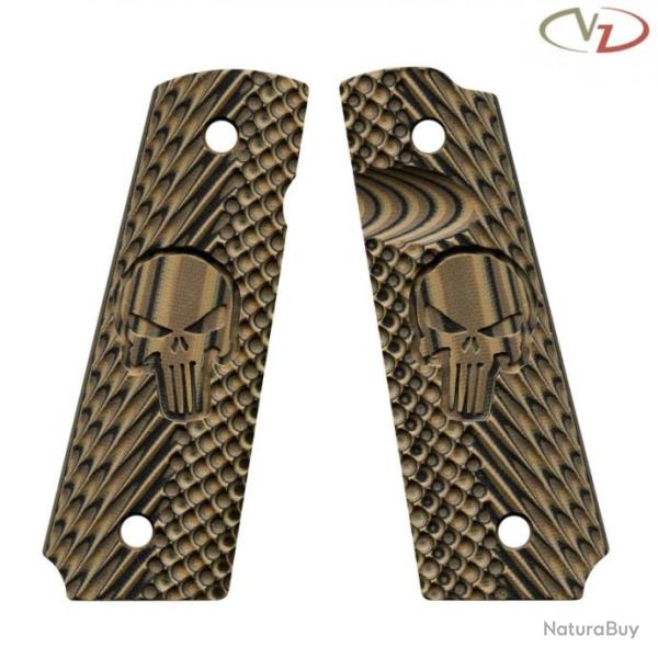 VZ Grips - Poign�e pour 1911 avec gravure Punisher mod�le Operators II - Hyena Brown