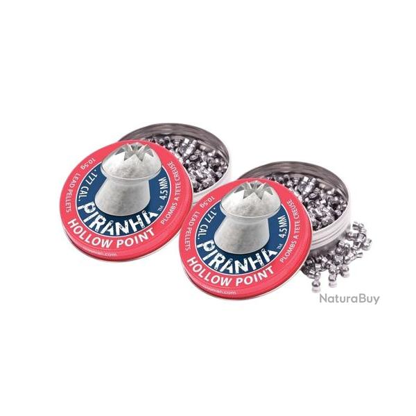 LOT DE 2 BO�TES DE PLOMBS "PIRANHA HOLLOW POINT" - C4.5 X400