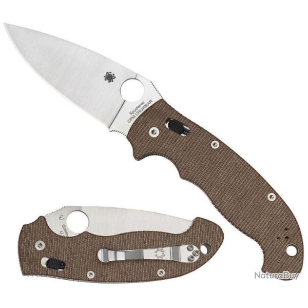 Couteau Spyderco Manix 2 XL Brown Manche Micarta Lame Acier CPM-CruWear Crossbar USA SC95MPCW2