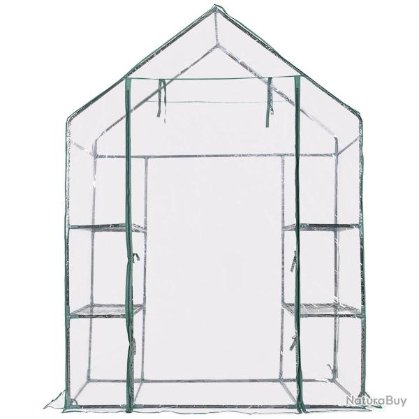Mini serre de jardin serre � potager tente pour plantes en PVC cadre en fer 3 �tages transparent 14