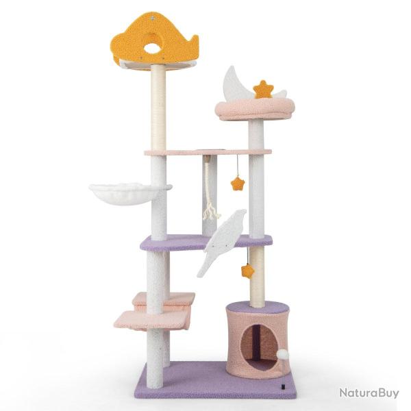 Arbre � chat tour � plusieurs niveaux de 167 cm griffoirs recouverts de sisal plate-forme en forme