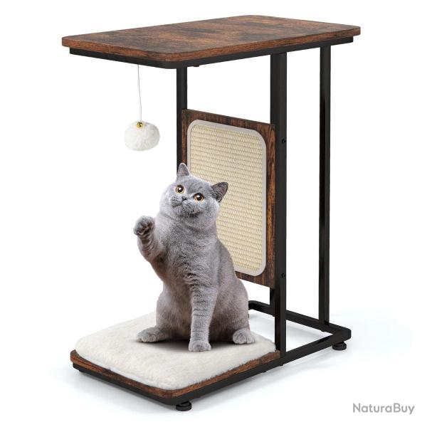 2 en 1 arbre � chat 64cm griffoir pompon suspendu coussin amovible structure en forme de C style in