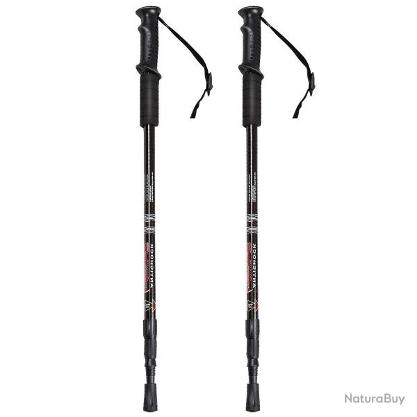 2 b�tons de marche en alliage d'aluminium anti-choc et antid�rapant 66 -137 cm noir 20_0007522