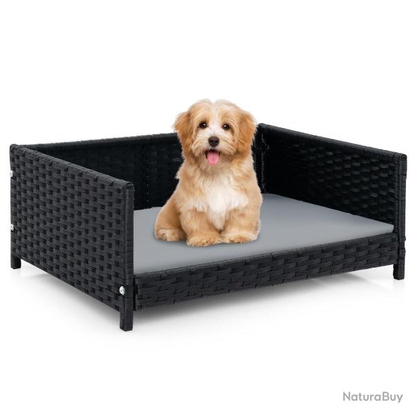 Lit pour chien en rotin canap�-lit pour animaux de compagnie coussin doux imperm�able cadre en m�ta