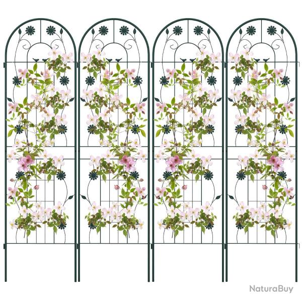 Lot de 4 treillis de jardin en m�tal 180 x 50 cm cl�ture d�corative pour plante grimpante grille fl