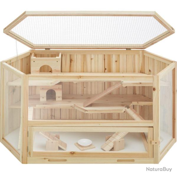 Cage � lapin hamster cochon d'indes petits rongeurs en bois plusieurs �tages toit amovible accessoi