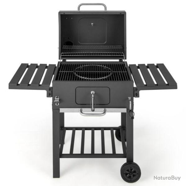 Barbecue � charbon de bois ext�rieur gril au charbon de bois portable avec 2 tables d'appoint pliab