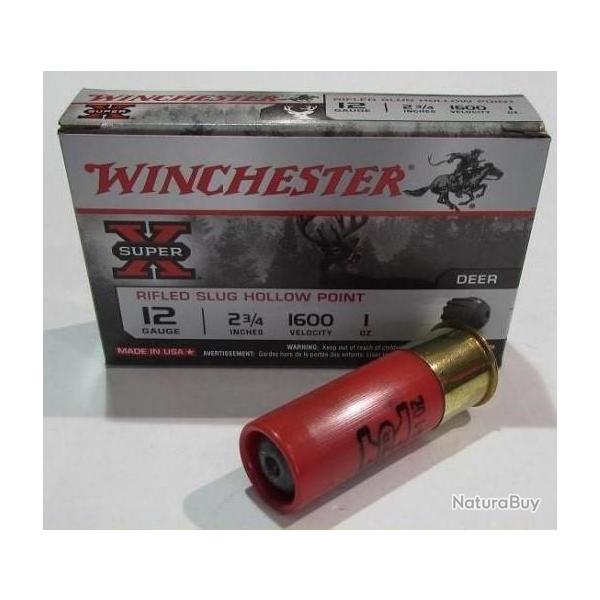 lot de 100 cartouches cal 12/70, Winchester Slug Hollow Point 28,5 grammes