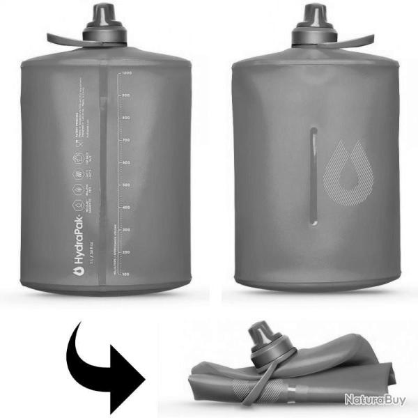 Gourde souple Hydrapak Stow 1L grise