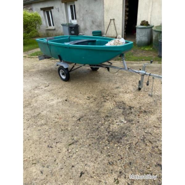 Barque fun yak280+ remorque +moteur �lectrique minn kota 55lbs+ batterie charge lente+ accessoires