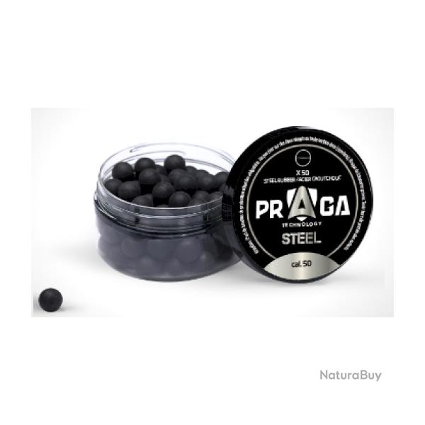op�def! Billes en caoutchouc acier PRAGA cal.50 par 50