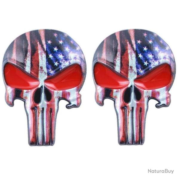 Autocollant crne 3D magntique - Drapeau US yeux rouge x2