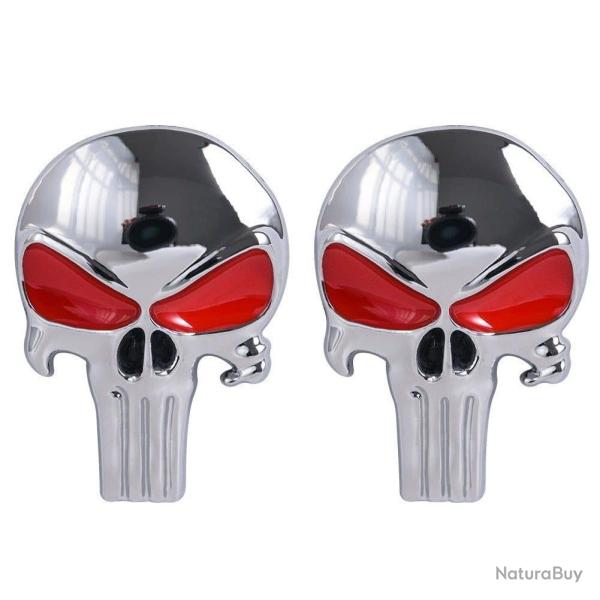 Autocollant crne 3D magntique - Argent yeux rouge x2