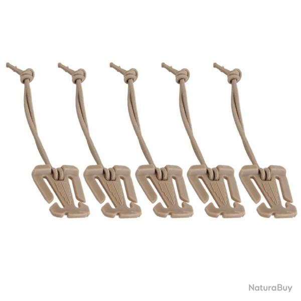 Boucle sac � dos Molle mousqueton EDC - 5 pcs Marron