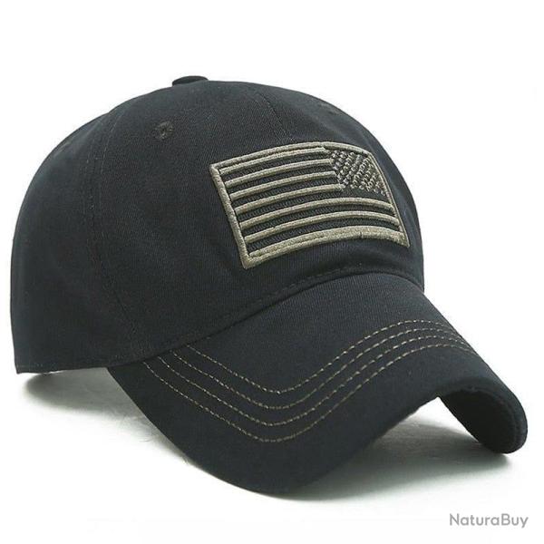 Casquette tactique logo drapeau US - Noir / 56-60 cm