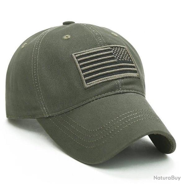 Casquette tactique logo drapeau US - Vert arm�e / 56-60 cm