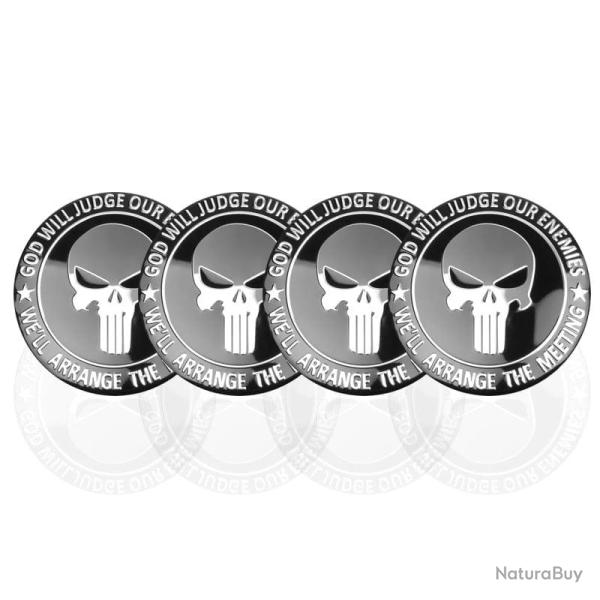 Centre de roue voiture Punisher 56mm 4 pcs - Noir - Argent