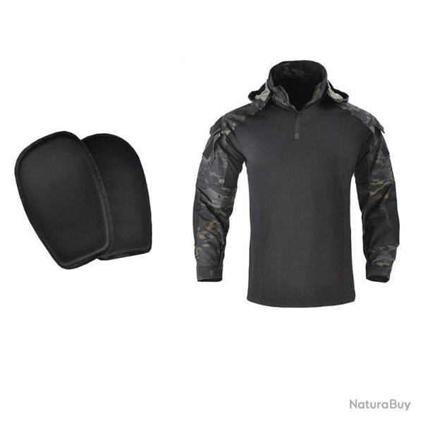 Chemise combat r�sistant � l'usure HWild - Multicam noir / XL 75 - 85 kg
