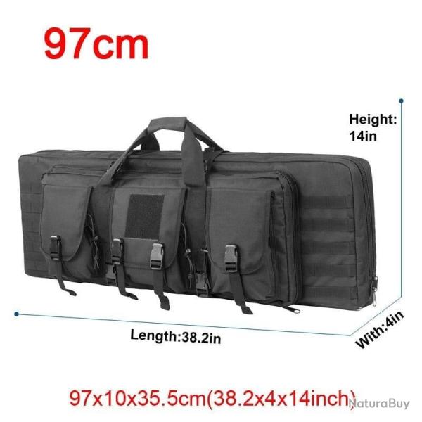 �tui double fusil Molle 32/48 pouces - 97cm Noir