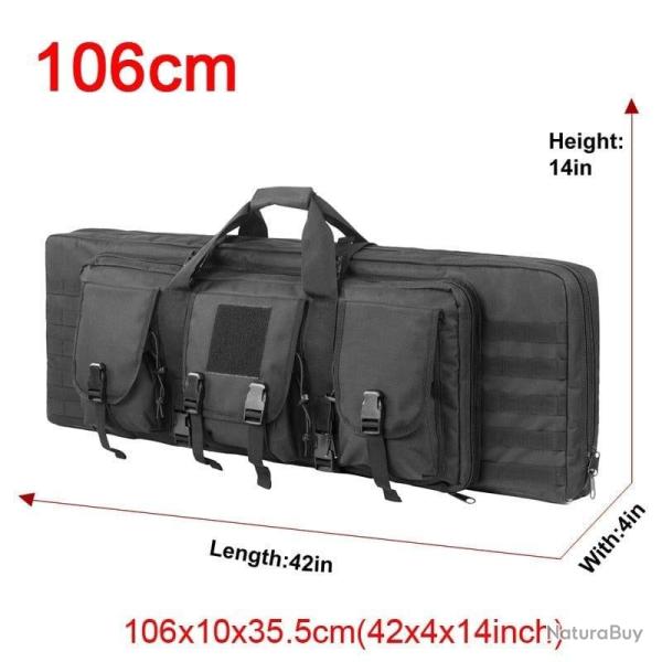 �tui double fusil Molle 32/48 pouces - 106cm Noir