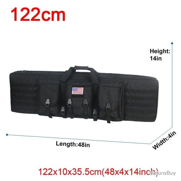 �tui double fusil Molle 32/48 pouces - 122cm Noir