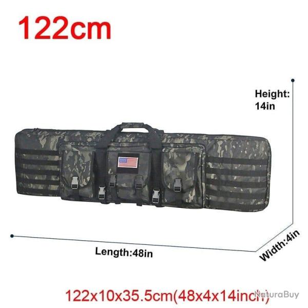 �tui double fusil Molle 32/48 pouces - 122cm Noir camo