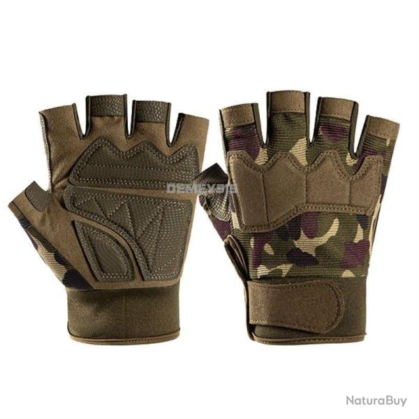 Gants demi doigt GhostGrip WSE Airsoft Green camo