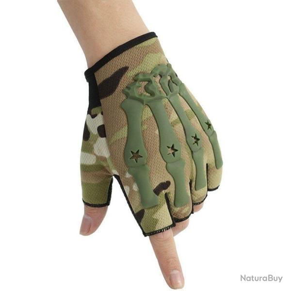 Gants squelette RaptorGrip demi-doigt Multicam
