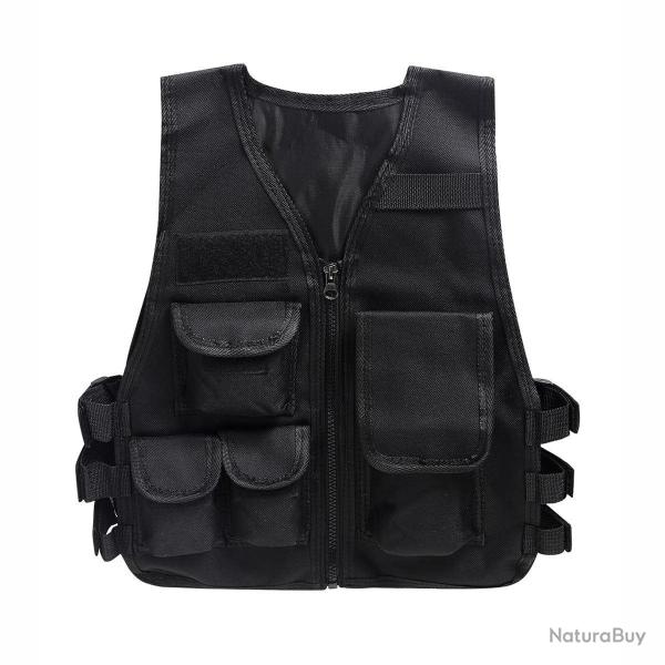 Gilet enfant camouflage militaire FOS - Noir / L