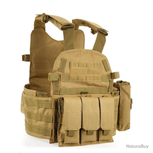 Gilet porte-plaque GOS poche hydratation - Tan