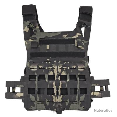 Gilet Tactique Molle Airsoft Rapide Dégagement - Nylon 600D, Porte-Plaques, Respirant, Réglable, Kaki/Noir/Camo